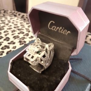 COPY - Luxury brand design Panther ring.in stainless with zirconia and emerald …